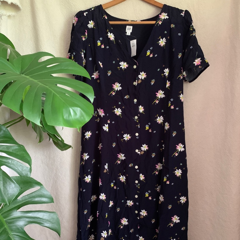 navy floral midi dress